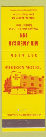 Matchbook Cover - Mid American Inn Waukesha WI