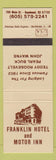 Matchbook Cover - Franklin Hotel Motor Inn Deadwood SD