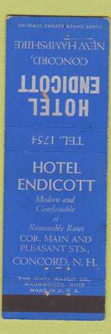 Matchbook Cover - Hotel Endicott Concord NH