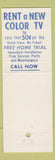 Matchbook Cover - Granada Color TV Rental Toronto ON