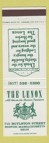 Matchbook Cover - Lenox Hotel Boston MA