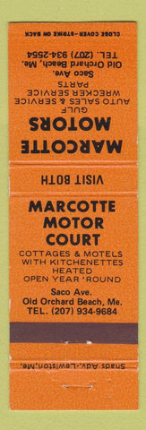 Matchbook Cover - Marcotte Motor Court Gulf Auto Sales Old Orchard Beach ME
