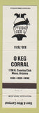 Matchbook Cover - O Keg Corral Mesa AZ Liquor