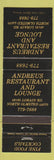Matchbook Cover - Andreus Restaurant Lounge North Olmsted OH