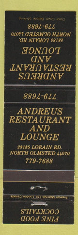 Matchbook Cover - Andreus Restaurant Lounge North Olmsted OH
