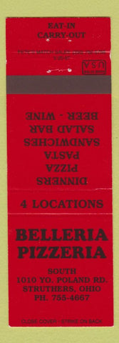 Matchbook Cover - Belleria Pizza Struthers OH