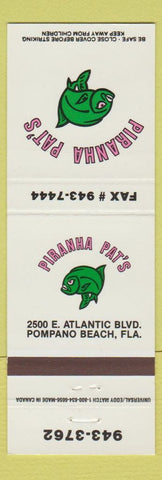 Matchbook Cover - Piranha Pat's Pompano Beach FL