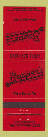 Matchbook Cover - Bopper's Bar Boogie Charlotte NC