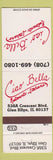 Matchbook Cover - Ciao Bella Italian Restaurant Glen Ellyn IL