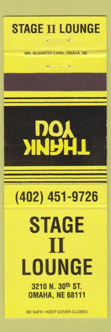 Matchbook Cover - Stage II Lounge Omaha NE yellow