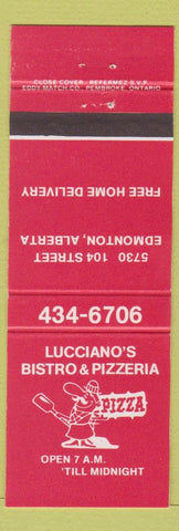 Matchbook Cover - Lucciano's Bistro Pizza Edmonton AB