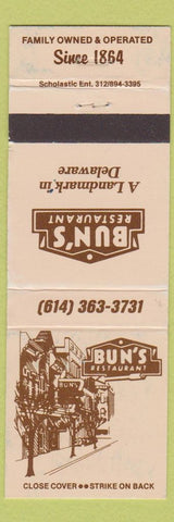 Matchbook Cover - Bun's Restaurant Delaware OH WEAR