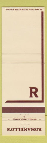 Matchbook Cover - Romanello's Hamburg Buffalo Williamsville NY