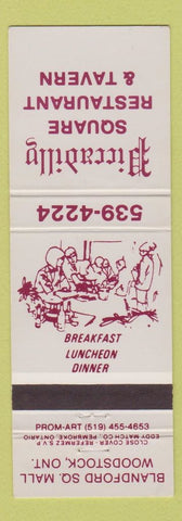 Matchbook Cover - Piccadilly Square Restaurant Tavern Woodstock ON
