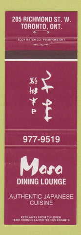 Matchbook Cover - Masa Restaurant Japanese Toronto ON