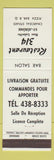 Matchbook Cover - Restaurant 314 St Jerome QC