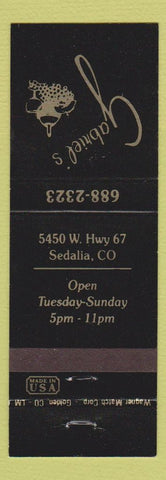 Matchbook Cover - Gabriel's Sedalia Colorado
