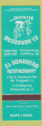 Matchbook Cover - El Sombrero Restaurant Mount Prospect IL Schaumburg