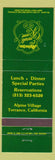 Matchbook Cover - Alpine Inn Emerald Room Torrance CA