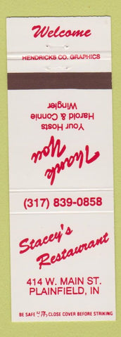 Matchbook Cover - Stacey's Restaurant Plainfield IN