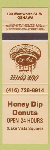 Matchbook Cover - Honey Dip Donuts Oshawa ON