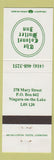 Matchbook Cover - Colonel Butler Inn Niagara on the Lake ON