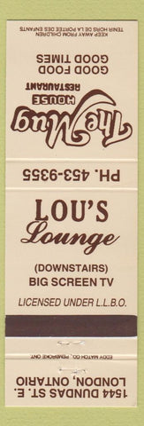 Matchbook Cover - Mug House Restaurant London ON
