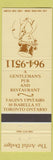Matchbook Cover - Artful Dodge Restaurant Pub Toronto ON