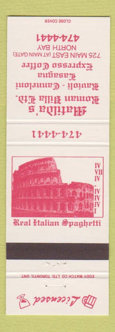 Matchbook Cover - Matilad's Roman Villa Italian North Bay ON