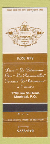 Matchbook Cover - Ay Patrimoine ST Denis Montreal QC