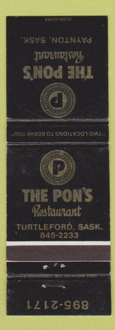 Matchbook Cover - The Pon's Restaurant Paynton SK Turtleford WEAR