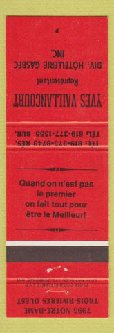 Matchbook Cover - Yves Vaillancourt Trois Rivieres QC