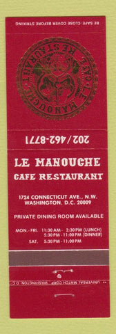 Matchbook Cover - Le Manoughe Restaurant Washington DC