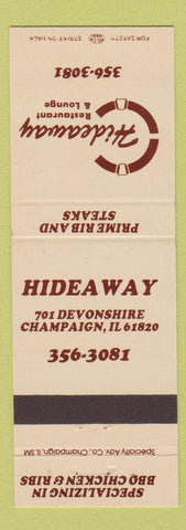 Matchbook Cover - Hideaway Restaurant Champaign IL