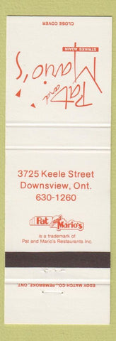 Matchbook Cover - Pat and Mario's Downsview ON white