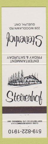 Matchbook Cover - Steirerhof Guelph ON