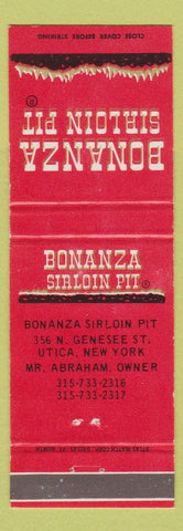 Matchbook Cover - Bonanza Sirloin Pit Utica NY