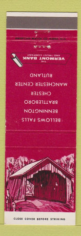 Matchbook Cover - Vermont Bank Bellows Falls Bennington Brattleboro Chester VT