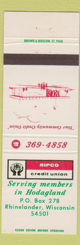 Matchbook Cover - Ripco Credit Union Rhinelander WI