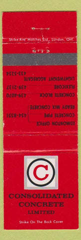 Matchbook Cover - Consolidated Concrete Edmonton AB