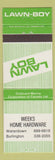 Matchbook Cover - Lawn Boy Lawn Mowers Weeks Hardware Waterdown Burlington ON