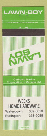 Matchbook Cover - Lawn Boy Lawn Mowers Weeks Hardware Waterdown Burlington ON