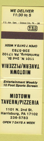 Matchbook Cover - Midtown Tavern Pizza Harrisburg PA neon yellow