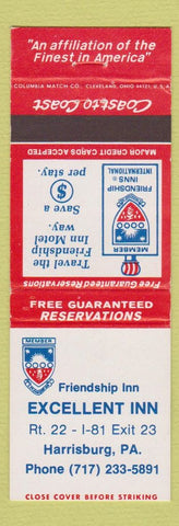Matchbook Cover - Friendship Inn Excellent Inn Harrisburg PA