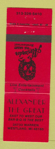 Matchbook Cover - Alexander the Great Westland MI