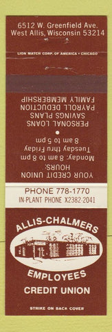 Matchbook Cover - Allis Chalmers Tractors Credit Union West Allis WI
