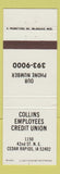 Matchbook Cover - Collins Credit Union Cedar Rapids IA