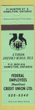 Matchbook Cover - Credit Union Hamilton ON City Employees