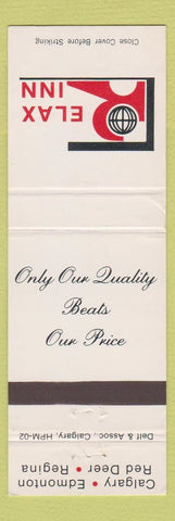 Matchbook Cover - Relax Inn Calgary Edmonton Red Deer Regina