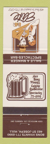 Matchbook Cover - Bar Elite Hull QC